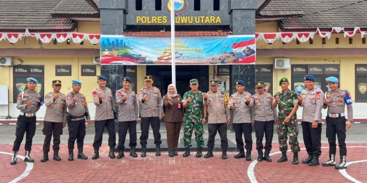 Perkuat Sinergitas APH, Wakapolres Luwu Utara Bersama Brimob Gelar Silaturahmi TNI–Polri dan Kejaksaan