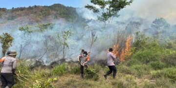 SIGAP TANGANI KARHUTLA, BRIMOB BUA BERGERAK CEPAT PADAMKAN API